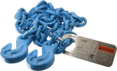 Pewag - 5' Long, 5,200 Lb Basket Capacity, 5,200 Lb Vertical Capacity, 1 Ply, Alloy Steel Web Sling - 4,500 Lb Choker Capacity, SGG Chain Sling, 9/32" Diam Chain, Blue, with 1 Grab Hook on Each End - Exact Tool & Supply