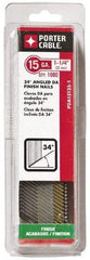 Porter-Cable - 15 Gauge 1-1/4" Long Finishing Nails for Power Nailers - Grade 2 Steel, Bright Finish, Angled Stick Collation, Chisel Point - Exact Tool & Supply