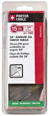 Porter-Cable - 18 Gauge 1-3/4" Long Finishing Nails for Power Nailers - Grade 2 Steel, Bright Finish, Angled Stick Collation, Chisel Point - Exact Tool & Supply