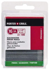 Porter-Cable - 16 Gauge 1-1/4" Long Finishing Nails for Power Nailers - Grade 2 Steel, Galvanized Finish, Straight Stick Collation, Chisel Point - Exact Tool & Supply