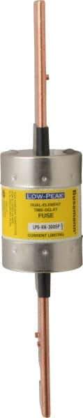 Cooper Bussmann - 300 VDC, 600 VAC, 300 Amp, Time Delay General Purpose Fuse - Bolt-on Mount, 11-5/8" OAL, 100 at DC, 300 at AC (RMS) kA Rating, 2-9/16" Diam - Exact Tool & Supply