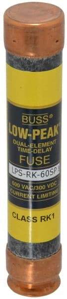 Cooper Bussmann - 300 VDC, 600 VAC, 60 Amp, Time Delay General Purpose Fuse - Fuse Holder Mount, 5-1/2" OAL, 100 at DC, 300 at AC (RMS) kA Rating, 1-1/16" Diam - Exact Tool & Supply