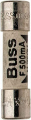 Cooper Bussmann - 250 VAC, 32 VDC, 0.5 Amp, Fast-Acting Miniature Ceramic Fuse - 20mm OAL, 5mm Diam - Exact Tool & Supply
