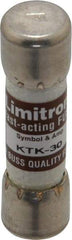 Cooper Bussmann - 600 VAC, 30 Amp, Fast-Acting General Purpose Fuse - Fuse Holder Mount, 1-1/2" OAL, 100 at AC kA Rating, 13/32" Diam - Exact Tool & Supply