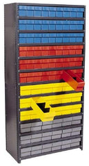 Quantum Storage - 108 Bin Closed Shelving System - 36 Inch Overall Width x 18 Inch Overall Depth x 75 Inch Overall Height, Blue High Impact Polystyrene Bins - Exact Tool & Supply