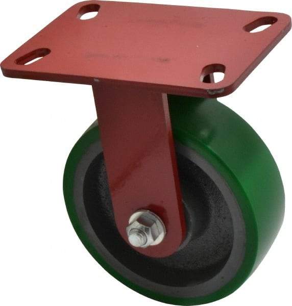 Hamilton - 6" Diam x 2" Wide x 7-3/4" OAH Top Plate Mount Rigid Caster - Polyurethane, 1,200 Lb Capacity, Precision Sealed Bearing, 4-1/2 x 6-1/2" Plate - Exact Tool & Supply