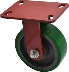 Hamilton - 6" Diam x 2" Wide x 7-3/4" OAH Top Plate Mount Rigid Caster - Polyurethane, 1,200 Lb Capacity, Precision Sealed Bearing, 4-1/2 x 6-1/2" Plate - Exact Tool & Supply