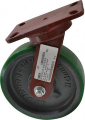 Hamilton - 8" Diam x 2" Wide x 9-3/4" OAH Top Plate Mount Swivel Caster - Polyurethane, 1,500 Lb Capacity, Precision Sealed Bearing, 4-1/2 x 6-1/2" Plate - Exact Tool & Supply