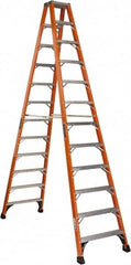 Louisville - 11 Steps, 12' High, Type IAA Rating, Fiberglass Step Ladder - Exact Tool & Supply