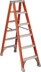 Louisville - 7 Steps, 8' High, Type IA Rating, Fiberglass Step Ladder - Exact Tool & Supply