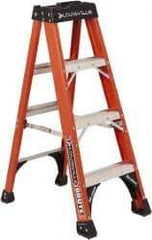 Louisville - 4 Steps, 4' High, Type IAA Rating, Fiberglass Step Ladder - 375 Lb Capacity, 18-7/8" Base Width - Exact Tool & Supply