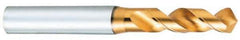 OSG - 0.689" 120° Spiral Flute Powdered Metal Screw Machine Drill Bit - TiN Finish, Right Hand Cut, 62mm Flute Length, 128mm OAL, Standard Point, Straight Shank - Exact Tool & Supply