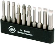 10 Piece - Slotted 3.0; 4.5; 5.5; 6.5mm; Phillips 1; 2; 3 and Square 1; 2; 3 - Power Bit Belt Pack With Holder - Exact Tool & Supply