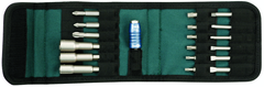 19 Piece - Slotted: 4.5-6.5mm Phillips: #1-3; Square #1-3; Torx® Insert: T10-T30. Nut Setters-Power 1/4"; 5/16"; 3/8" Magnetic - Quick Change Insert/Power Bit Belt Pack Set - Exact Tool & Supply