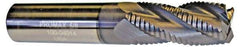 ProMax - 9/16" Diam, Coarse Pitch, 1-1/4" LOC, 4 Flute Solid Carbide 0.055-0.065" Corner Radius Roughing End Mill - AlTiN Finish, 3-1/2" OAL, 9/16" Shank Diam, Single End, Centercutting, 30° Helix - Exact Tool & Supply