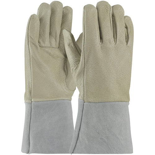 ‎75-320/XL Welders / Foundry Gloves - Mig Tig - Top Grain Pigskin - Split Leather Gauntlet Cuff - Sewn w/Kevlar - Exact Tool & Supply