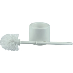Toilet Bowl Brush Set, White Plastic Fill, Plastic Handle and Holder - Exact Tool & Supply