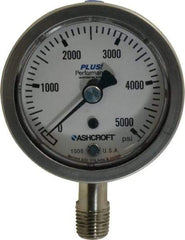 Ashcroft - 2-1/2" Dial, 1/4 Thread, 0-5,000 Scale Range, Pressure Gauge - Lower Connection Mount, Accurate to 3-2-3% of Scale - Exact Tool & Supply