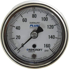 Ashcroft - 2-1/2" Dial, 1/4 Thread, 0-160 Scale Range, Pressure Gauge - Center Back Connection Mount, Accurate to 1% of Scale - Exact Tool & Supply
