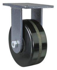 Hamilton - 6" Diam x 3" Wide x 8" OAH Top Plate Mount Rigid Caster - Polyurethane, 2,200 Lb Capacity, Precision Sealed Bearing, 5-1/4 x 7-1/4" Plate - Exact Tool & Supply