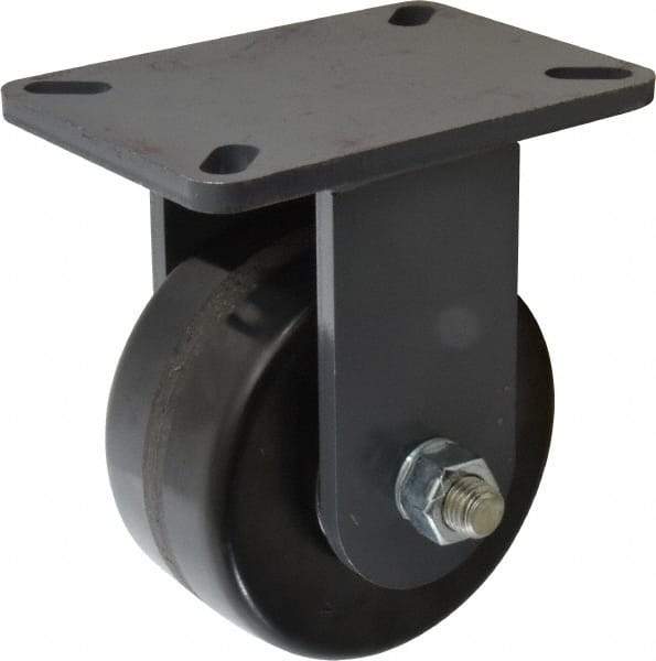 Hamilton - 6" Diam x 3" Wide x 8" OAH Top Plate Mount Rigid Caster - Phenolic, 2,000 Lb Capacity, Roller Bearing, 5-1/4 x 7-1/4" Plate - Exact Tool & Supply