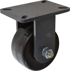 Hamilton - 6" Diam x 3" Wide x 8" OAH Top Plate Mount Rigid Caster - Phenolic, 2,000 Lb Capacity, Roller Bearing, 5-1/4 x 7-1/4" Plate - Exact Tool & Supply