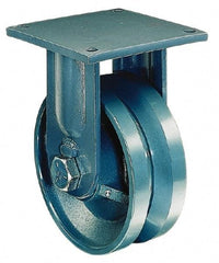 Hamilton - 12" Diam x 4" Wide x 15-1/2" OAH Top Plate Mount Rigid Caster - Polyurethane, 6,000 Lb Capacity, Tapered Bearing, 8-1/2 x 8-1/2" Plate - Exact Tool & Supply