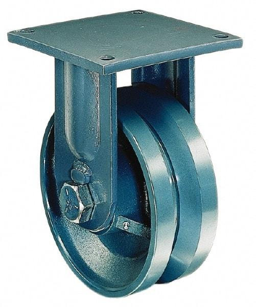 Hamilton - 6" Diam x 3" Wide x 10" OAH Top Plate Mount Rigid Caster - Forged Steel, 12,000 Lb Capacity, Tapered Bearing, 8-1/2 x 8-1/2" Plate - Exact Tool & Supply