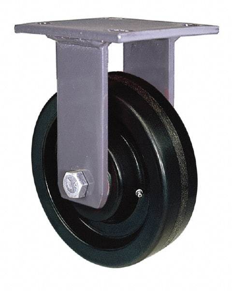 Hamilton - 8" Diam x 2" Wide x 9-1/2" OAH Top Plate Mount Rigid Caster - Polyurethane, 1,500 Lb Capacity, Precision Sealed Bearing, 4 x 4-1/2" Plate - Exact Tool & Supply