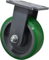 Hamilton - 6" Diam x 2" Wide x 7-1/2" OAH Top Plate Mount Rigid Caster - Polyurethane, 1,200 Lb Capacity, Precision Sealed Bearing, 4 x 4-1/2" Plate - Exact Tool & Supply