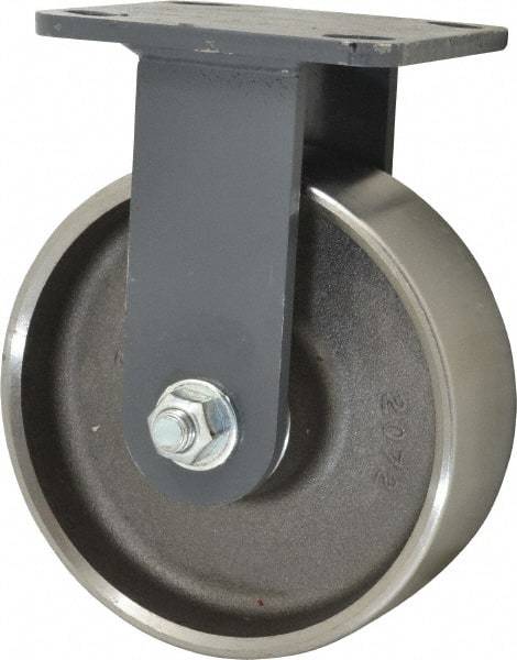 Hamilton - 6" Diam x 2" Wide x 7-1/2" OAH Top Plate Mount Rigid Caster - Forged Steel, 2,000 Lb Capacity, Roller Bearing, 4 x 4-1/2" Plate - Exact Tool & Supply