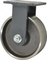 Hamilton - 6" Diam x 2" Wide x 7-1/2" OAH Top Plate Mount Rigid Caster - Forged Steel, 2,000 Lb Capacity, Roller Bearing, 4 x 4-1/2" Plate - Exact Tool & Supply