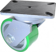Hamilton - 6" Diam x 3" Wide x 8" OAH Top Plate Mount Swivel Caster - Polyurethane, 2,200 Lb Capacity, Precision Sealed Bearing, 5-1/4 x 7-1/4" Plate - Exact Tool & Supply