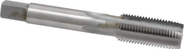 Made in USA - 9/16-18 UNF 2B 4 Flute Bright Finish Carbide-Tipped Straight Flute Machine Tap - Plug, Right Hand Thread, 3-19/32" OAL, H3 Limit, Oversize, Through Coolant - Exact Tool & Supply