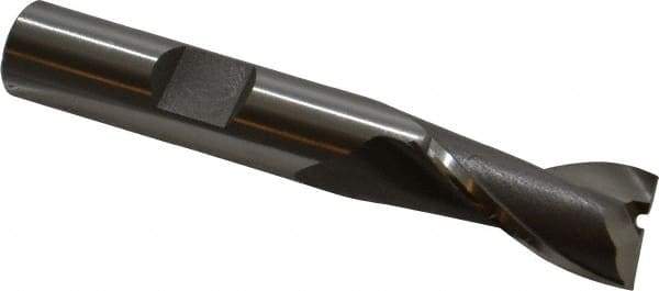 OSG - 7/16", 13/16" LOC, 3/8" Shank Diam, 2-1/2" OAL, 2 Flute, Cobalt Square End Mill - Single End, Uncoated, Spiral Flute, 30° Helix, Centercutting, Right Hand Cut, Right Hand Flute, Series 520 - Exact Tool & Supply