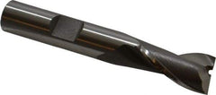 OSG - 7/16", 13/16" LOC, 3/8" Shank Diam, 2-1/2" OAL, 2 Flute, Cobalt Square End Mill - Single End, Uncoated, Spiral Flute, 30° Helix, Centercutting, Right Hand Cut, Right Hand Flute, Series 520 - Exact Tool & Supply