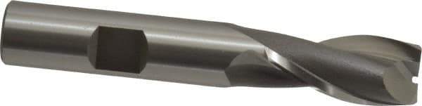 OSG - 17/32", 1-1/8" LOC, 1/2" Shank Diam, 3-1/8" OAL, 2 Flute, Cobalt Square End Mill - Single End, Uncoated, Spiral Flute, 30° Helix, Centercutting, Right Hand Cut, Right Hand Flute, Series 520 - Exact Tool & Supply