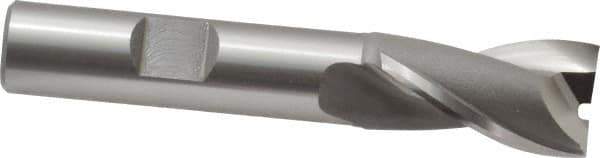 OSG - 5/8", 1-1/8" LOC, 1/2" Shank Diam, 3-1/8" OAL, 2 Flute, Cobalt Square End Mill - Single End, Uncoated, Spiral Flute, 30° Helix, Centercutting, Right Hand Cut, Right Hand Flute, Series 520 - Exact Tool & Supply
