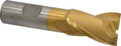 OSG - 1", 1-1/2" LOC, 3/4" Shank Diam, 3-3/4" OAL, 2 Flute, Cobalt Square End Mill - Single End, TiN Finish, Spiral Flute, 30° Helix, Centercutting, Right Hand Cut, Right Hand Flute, Series 520 - Exact Tool & Supply