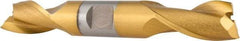 Hertel - 5/8", 1-1/8" LOC, 5/8" Shank Diam, 4-1/2" OAL, 2 Flute, Cobalt Square End Mill - Double End, TiN Finish, Spiral Flute, 30° Helix, Centercutting, Right Hand Cut, Right Hand Flute - Exact Tool & Supply