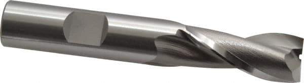 OSG - 13mm, 1-1/8" LOC, 1/2" Shank Diam, 3-1/8" OAL, 2 Flute, Cobalt Square End Mill - Single End, Uncoated, Spiral Flute, 30° Helix, Centercutting, Right Hand Cut, Right Hand Flute, Series 580 - Exact Tool & Supply