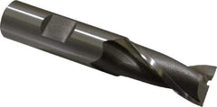 OSG - 16mm, 1-5/16" LOC, 5/8" Shank Diam, 3-7/16" OAL, 2 Flute, Cobalt Square End Mill - Single End, Uncoated, Spiral Flute, 30° Helix, Centercutting, Right Hand Cut, Right Hand Flute, Series 580 - Exact Tool & Supply