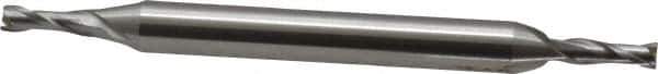 OSG - 2.5mm, 9/32" LOC, 3/16" Shank Diam, 2-1/4" OAL, 2 Flute, Cobalt Square End Mill - Double End, Uncoated, Spiral Flute, 30° Helix, Centercutting, Right Hand Cut, Right Hand Flute, Series 582 - Exact Tool & Supply