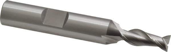 OSG - 1/4", 5/8" LOC, 3/8" Shank Diam, 2-7/16" OAL, 2 Flute, Cobalt Square End Mill - Single End, Uncoated, Spiral Flute, 45° Helix, Centercutting, Right Hand Cut, Right Hand Flute, Series 530 - Exact Tool & Supply
