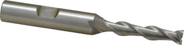 OSG - 1/4", 1-1/4" LOC, 3/8" Shank Diam, 3-1/16" OAL, 2 Flute, Cobalt Square End Mill - Single End, Uncoated, Spiral Flute, 45° Helix, Centercutting, Right Hand Cut, Right Hand Flute, Series 535 - Exact Tool & Supply