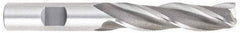 Hertel - 1", 2" LOC, 1" Shank Diam, 4-1/2" OAL, 3 Flute, High Speed Steel Square End Mill - Single End, Uncoated, Spiral Flute, 30° Helix, Centercutting, Right Hand Cut, Right Hand Flute - Exact Tool & Supply