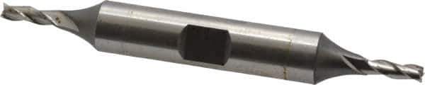 OSG - 1/8", 3/8" LOC, 3/8" Shank Diam, 3-1/16" OAL, 3 Flute, Cobalt Square End Mill - Double End, Uncoated, Spiral Flute, 30° Helix, Centercutting, Right Hand Cut, Right Hand Flute, Series 532 - Exact Tool & Supply
