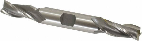 OSG - 7/16", 1" LOC, 1/2" Shank Diam, 4-1/8" OAL, 3 Flute, Cobalt Square End Mill - Double End, Uncoated, Spiral Flute, 30° Helix, Centercutting, Right Hand Cut, Right Hand Flute, Series 532 - Exact Tool & Supply