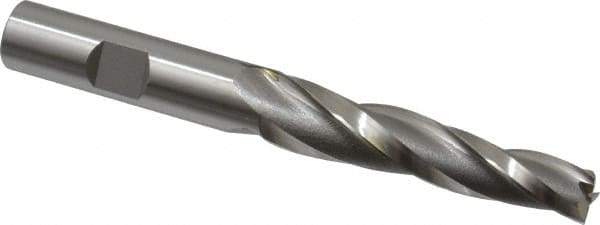 OSG - 2° Taper Angle per Side, 3/8" Small End Diam, 2-1/4" LOC, Cobalt 3 Flute Tapered Square End Mill - 4-1/4" OAL, 1/2" Shank Diam, Spiral Flute, 25° Helix - Exact Tool & Supply