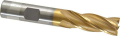 OSG - 1/2", 1-1/4" LOC, 1/2" Shank Diam, 3-1/4" OAL, 4 Flute, Cobalt Square End Mill - Single End, TiN Finish, Spiral Flute, 30° Helix, Right Hand Cut, Right Hand Flute, Series 540 - Exact Tool & Supply